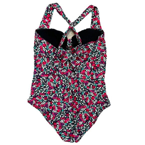 Torrid One Piece Swimsuit Womens Plus Size 2X Floral Ruched Cross Strap - Picture 3 of 5